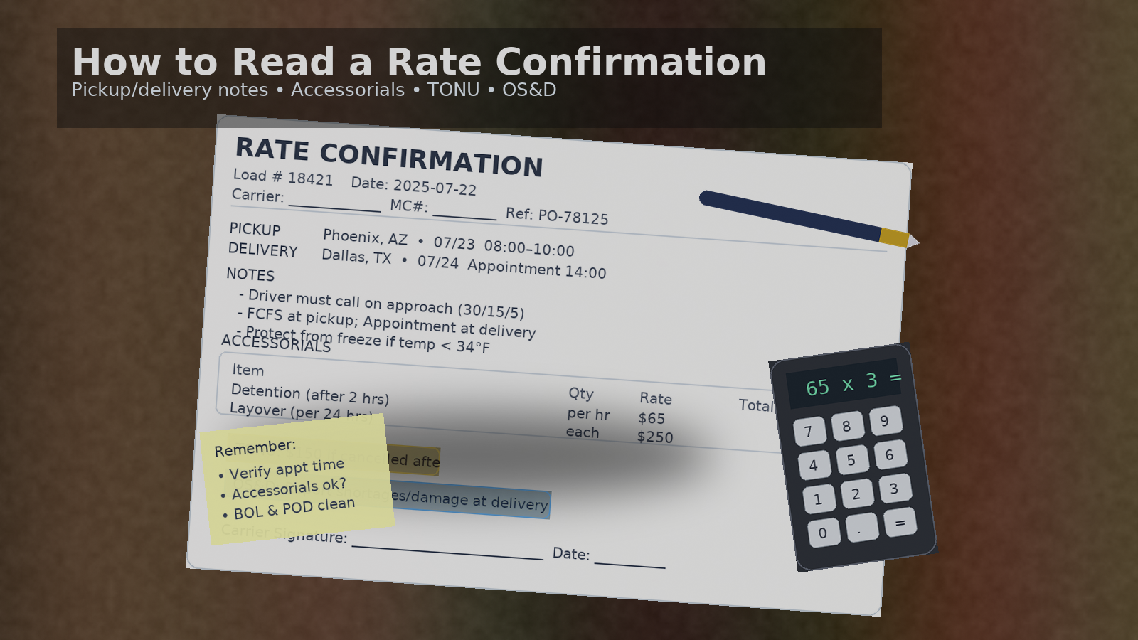 How to Read a Rate Confirmation